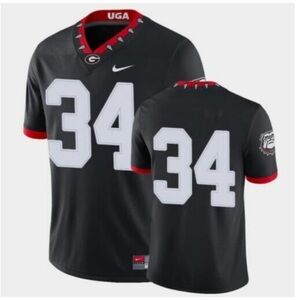 Nike Black and Red Georgia Bulldogs #34 Game Jersey